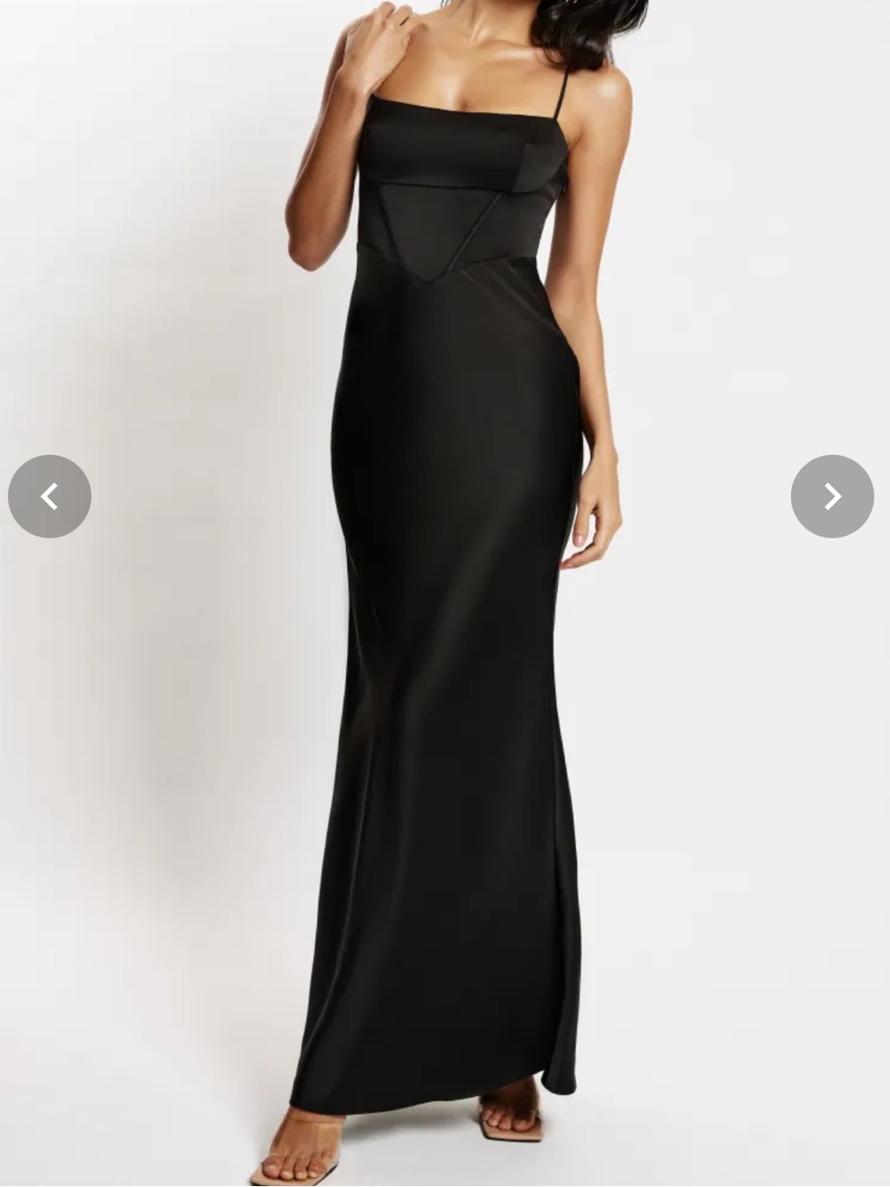 Meshki Desirie Spaghetti-Strap Satin Maxi Dress